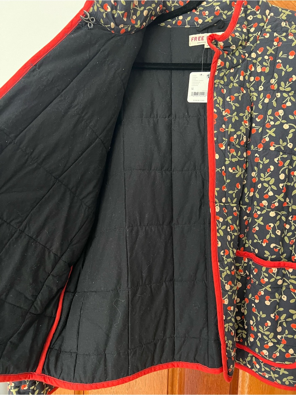 Free People Chloe Jacket Size Medium - Cherry Combo NWT RT $198 - Picture 3 of 7